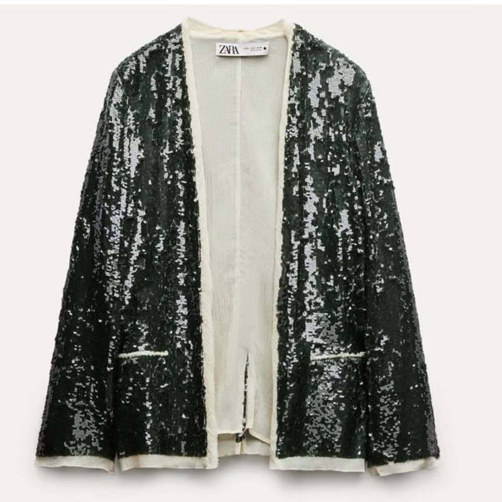 Zara Dark Green Sequin Jacket